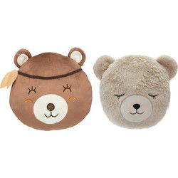 Dieren sierkussens - set 2x - kinderkamer - beren - 30 cm - polyester - Sierkussens
