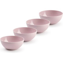 Plasticforte kommetjes/schaaltjes - 4x - dessert/ontbijt - kunststof - D17 x H7 cm - roze - Kommetjes