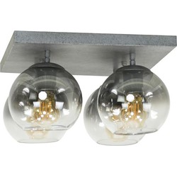 D - Hoyz - Plafondlamp 4L Shaded - Oud Zilver - Industrieel