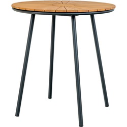 Cleveland Café Table - Café Table, teak tafelblad, naturel, zwarte poten, ø70x74 cm