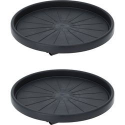 Pro Garden Plantentrolley - 2x - kunststof - donkergrijs - rond - D30 cm - 100 kilo - Planten onderzetter