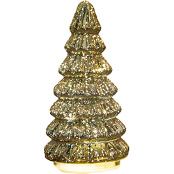 Kerstboompje glas 10led op batterij met timer 18.5x9.5 cm metallic goud