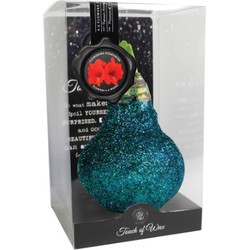 Luxe Bloembol Rode Amaryllis Wax kaarsvet Glitter Blauw cadeauverpakking 'Plastic' Kebol