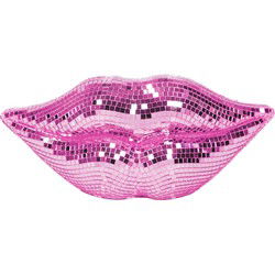 Ornament - Disco -Lips - Glass - Pink - 29x10x13,5cm