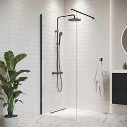 Badplaats Douchewand Florida 60 x 200 cm - Zwart – Inloopdouche 8 mm Veiligheidsglas