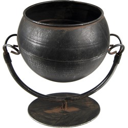 Clayre & Eef Bloempot Ø 11*19 cm Zwart Ijzer Bloempot binnen Metaal Pot Plant Pot