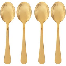 5five Theelepels/dessertlepels/koffielepels - 4x - goud - 14 cm - RVS - Theelepels