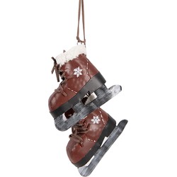 Clayre & Eef Kersthanger Schaatsen 14x12x40 cm Rood Metaal