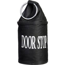 Canvas deurstopper zwart met ring - H28 cm - Deur vastzetter - Deurstoppers