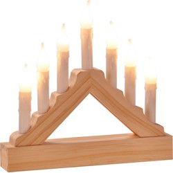 Houten kaarsenbrug met Led verlichting warm wit 7 lampjes 21 cm - kerstverlichting figuur