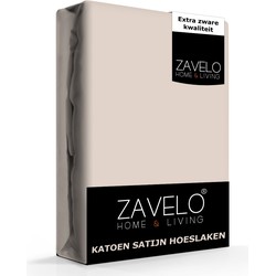 Zavelo Hoeslaken Katoen Satijn Taupe-1-persoons (90x200 cm)