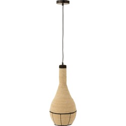 J-line - Hangende Lamp Peer Lijnen Zeegras Naturel/zwart - 24x24x56cm