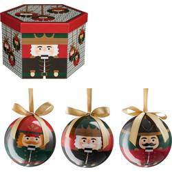 House of Seasons Cadeau Set Kerstballen Notenkraker - 14 Stuks - Ø7,5 cm - Onbreekbaar - Rood