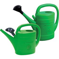 Combi-set kunststof bloemen/planten gieters met broeskop/sproeikop groen 5 en 10 liter - Gieters