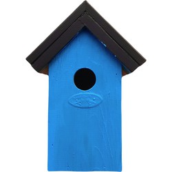 Houten vogelhuisje/nestkastje 22 cm - zwart/lichtblauw Dhz schilderen pakket - Vogelhuisjes