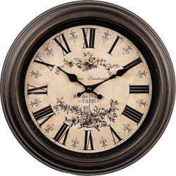 Clayre & Eef Wandklok Bruin Beige Kunststof