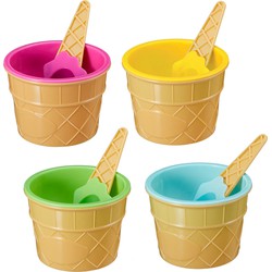 Decopatent® 4-Delige IJsbeker Set - Bestaande uit: 2x IJsbekers en 2x IJslepels - IJS Beker - IJscoupe - Dessertcoupe