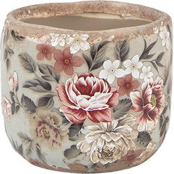Clayre & Eef Bloempot Grijs Keramiek Bloemen