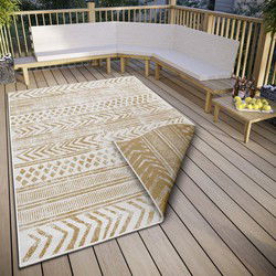 Omkeerbaar Laagpolig vloerkleed - Binnen en buitenkleed - Biri - Okergeel - 80x350 cm