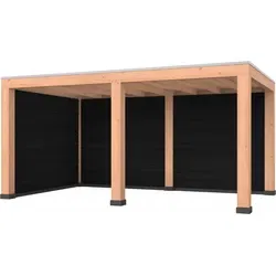 Douglas overkapping, 500 x 300 cm, met achterwand en zijwand, Westwood Robuust Zwart