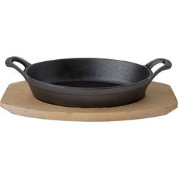 Cosy & Trendy Ovenschaal gietijzer - houten plank - 30 x 17 x 5cm - Ovenschalen