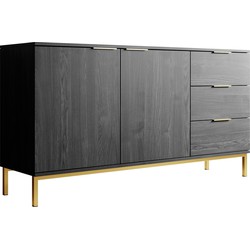 Meubella Dressoir Ponchi - Zwart eiken - 150 cm