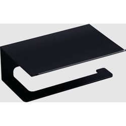 Toiletrolhouder Rectángulo mat zwart met planchet voor smartphone