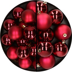 28x stuks kunststof kerstballen donkerrood 4 en 6 cm - Kerstbal