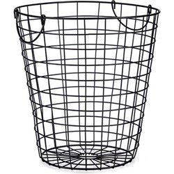 Draadmand/wasmand - metaal - zwart - 30 x 30 cm - Opbergmanden