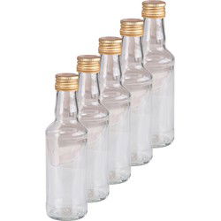 HI Fles - 35x - met schroefdop - transparant - 200 ml - glas - Karaffen