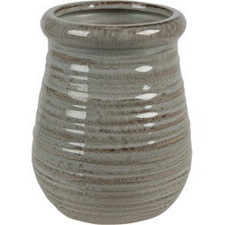 Clayre & Eef Bloempot  Ø 15x19 cm Grijs Bruin Keramiek Rond Bloempot binnen