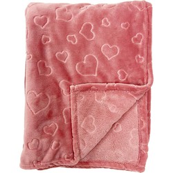 Textino HART - Plaid met hartjes - 140x180 cm - Mauveglow - Roze - Textino