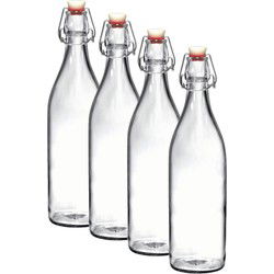 Bormioli Rocco beugelfles/waterfles - 6x - 1000 ml - transparant - Weckpotten