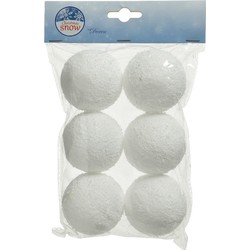 6x Witte sneeuwballen/sneeuwbollen 6 cm - Decoratiesneeuw