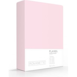 Flanellen Hoeslaken Roze Romanette-90 x 220 cm