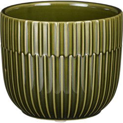Mica Decorations - Plantenpot - groen - stripes - D11 x H9 cm - Plantenpotten