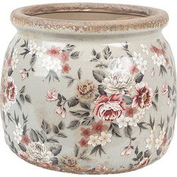 Clayre & Eef Bloempot Grijs Keramiek Bloemen