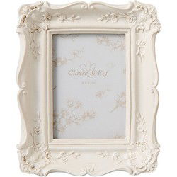 Clayre & Eef Fotolijst  6x9 cm Beige Kunststof Rechthoek Bloemen Fotokader