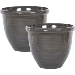 TESALIA - Bloempot set van 2 - Donkerbruin - 49 cm - Polyresin