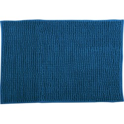 MSV Badkamerkleed/badmat voor op de vloer - petrol blauw - 40 x 60 cm - Microvezel - Badmatjes