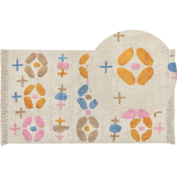 DARAN - Laagpolig vloerkleed - Lichtbeige - 80 x 150 cm - Katoen