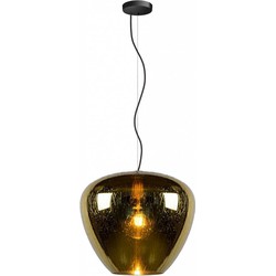 Hanglamp van glas met druppels gerookt, goud, transparant