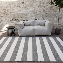 Buitenkleed Stripes Grijs/Wit dubbelzijdig Grijs/Antraciet - Polypropyleen - 160 x 230 cm - (M)