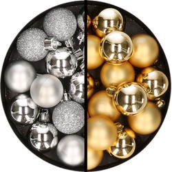 36x stuks kunststof kerstballen zilver en goud 3 en 4 cm - Kerstbal