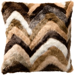 Dutch Decor KEE - Sierkussen 45x45 cm - fluffy - met zigzagstrepen – Chocolate Martini - multicolour - Dutch Decor