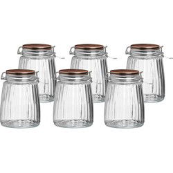 Urban Living Weckpot/inmaakpot - 6x - 1,5L - glas - met beugelsluiting - koperen deksel - Weckpotten