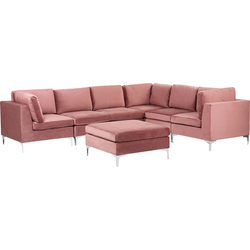 EVJA - Hoekbank met ottmaan - Roze - Linkerzijde - Fluweel
