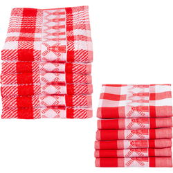 Twentse Damast Theedoeken en keukendoeken set - 12 stuks - Molen Rood