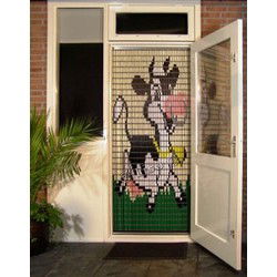 068 Vliegengordijn met Koetje- kant en klaar 92 x 209