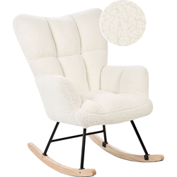 Beliani OULU - Schommelfauteuil-Wit-Bouclé